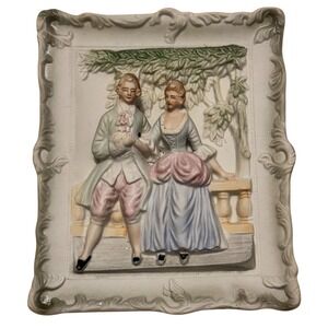 Vintage Chase Porcelain Wall Plaque Romantic Courting Couple Occupied Japan